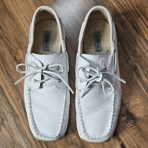 GBX Men's White Leather Boat Shoes 12M